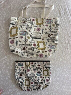 FRIENDS TV Show Canvas Tote Bag Matching Pouch Set
